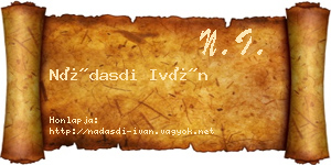 Nádasdi Iván névjegykártya