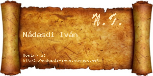 Nádasdi Iván névjegykártya